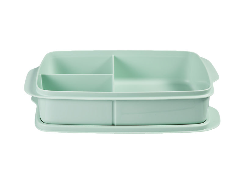 Tupperware Rectangular Lunch Box 1L Green - 3-compartment leak-resistant (view 3)
