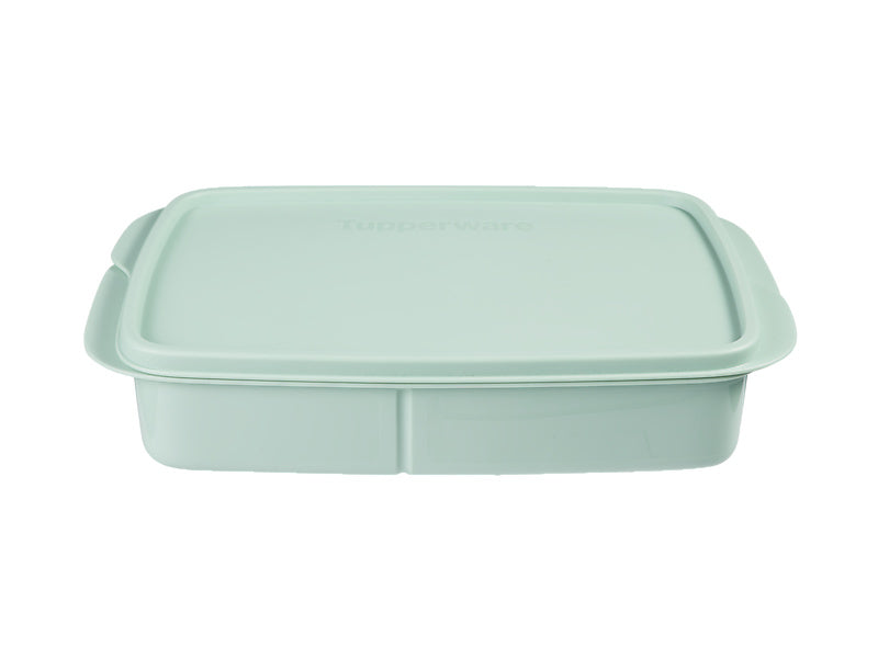Tupperware Rectangular Lunch Box 1L Green - 3-compartment leak-resistant (view 2)