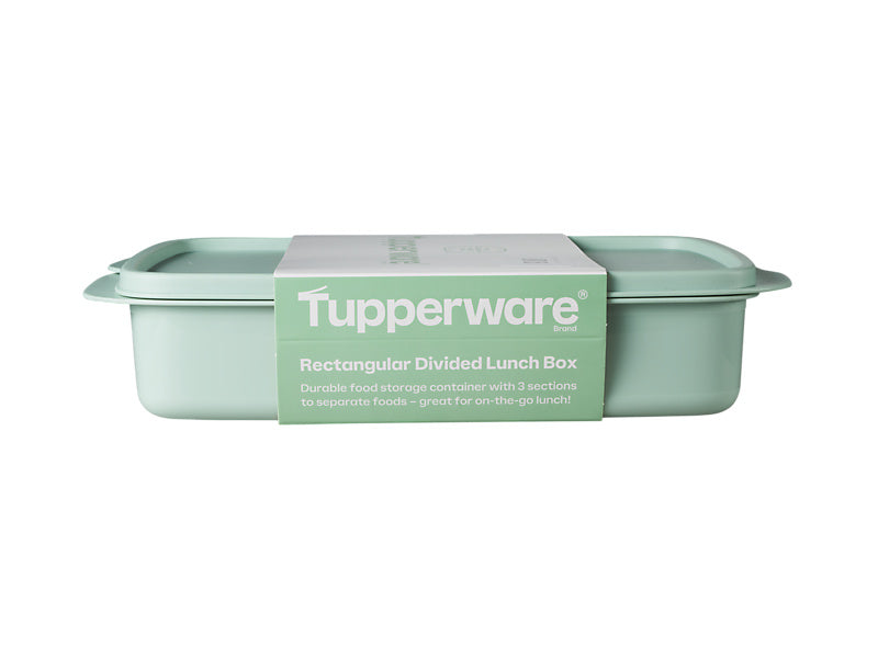Tupperware Rectangular Lunch Box 1L Green - 3-compartment leak-resistant (view 4)