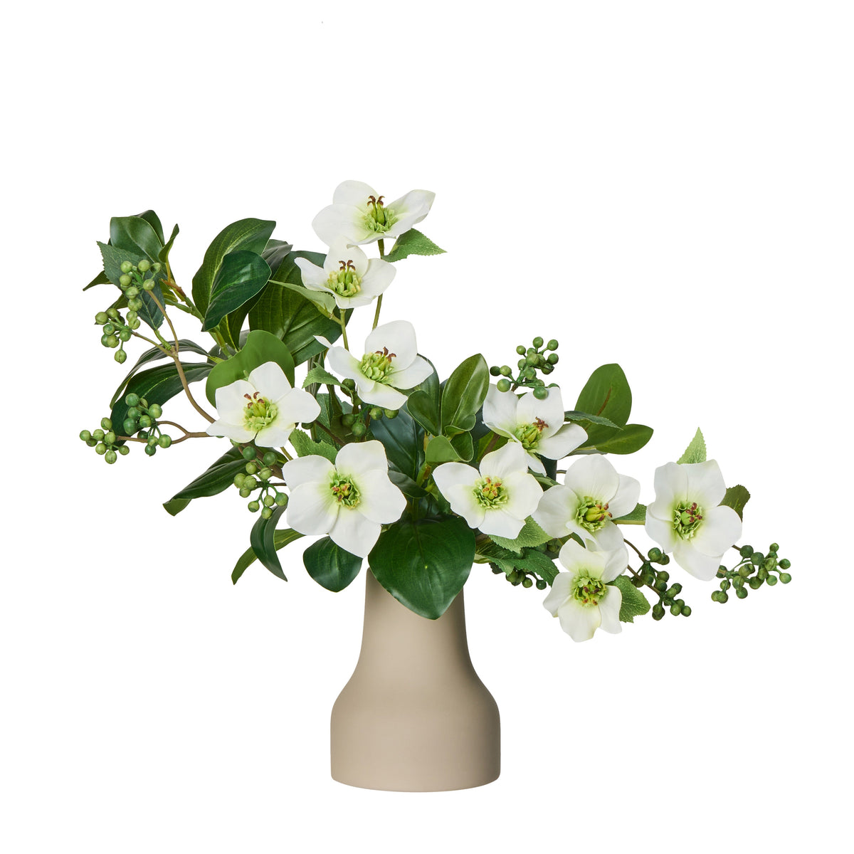 Rogue Helleborus Berry Mix - Douglas White & Green - faux floral arrangement