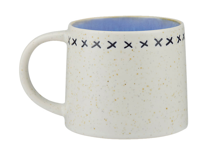 Maxwell & Williams Mug Club Indigo Blue Mug Cross angle view - showing indigo blue interior glaze