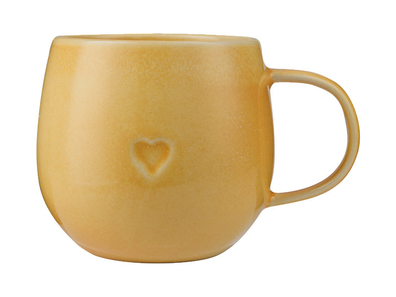 Maxwell & Williams Mug Club Amore Snug Mug Yellow 460ml - reactive glaze heart detail mug