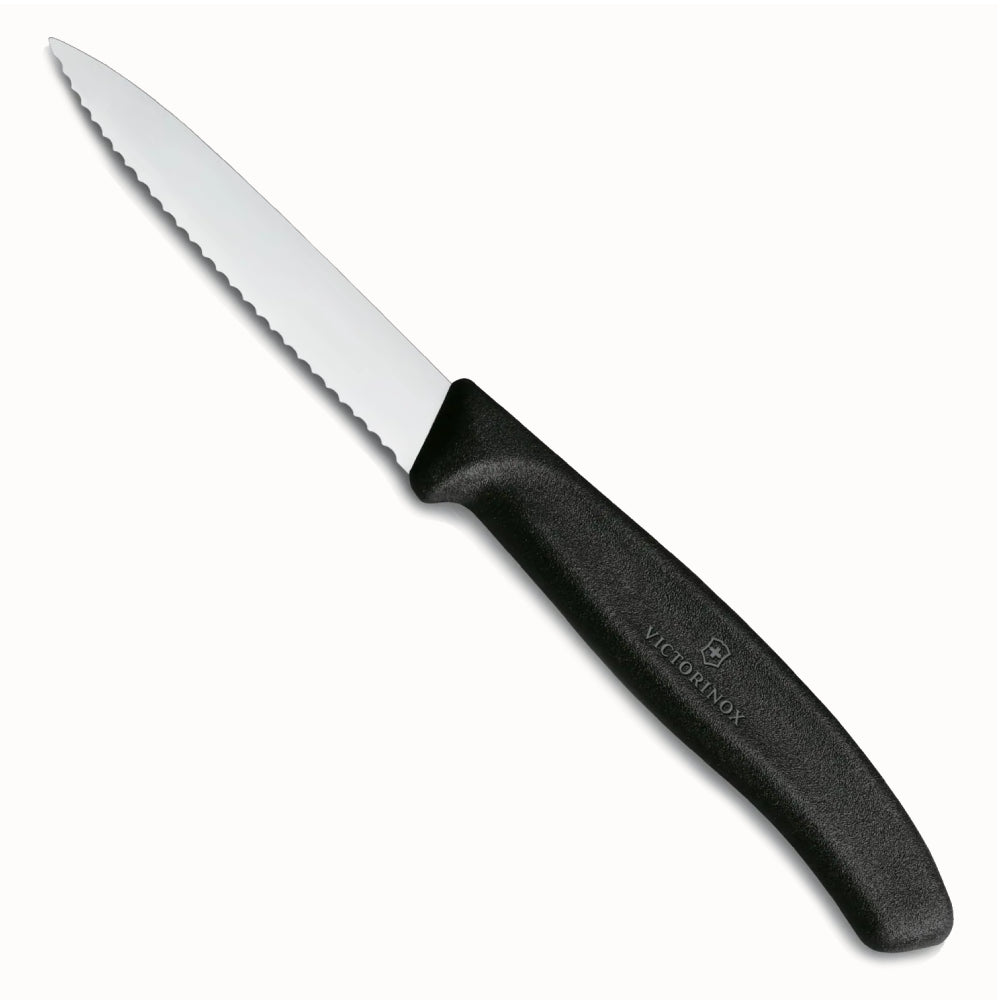 Victorinox Swiss Classic Paring Knife Pointed Wavy Black 8cm - kitchen paring knife