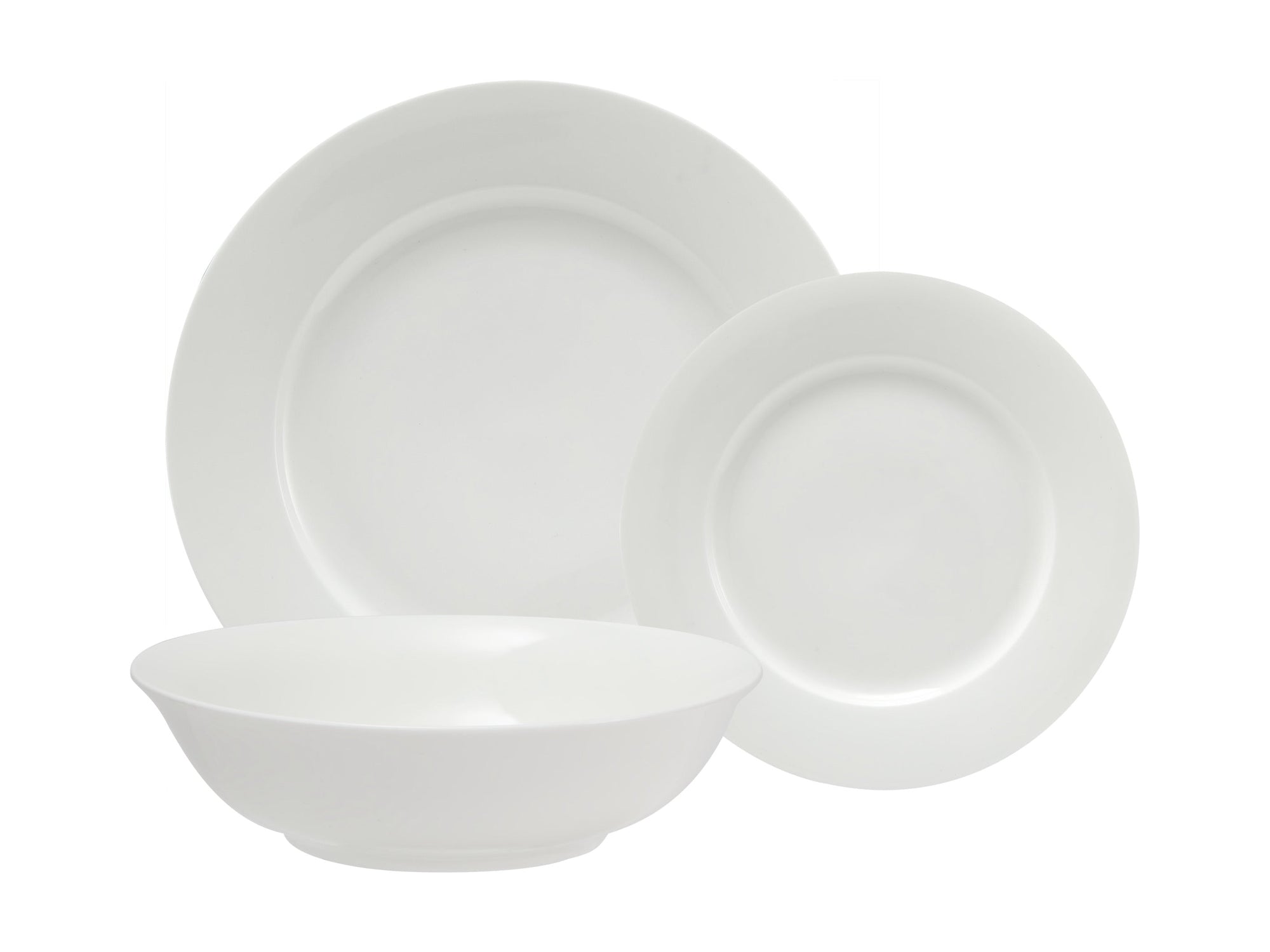White Basics European Rim Dinner Set 18 Piece - Maxwell & Williams, full place setting