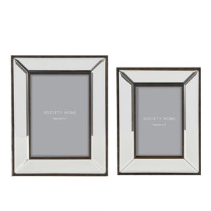 Society Home Amelia mirror photo frame 4x6 — detail view black trim and mirror panels