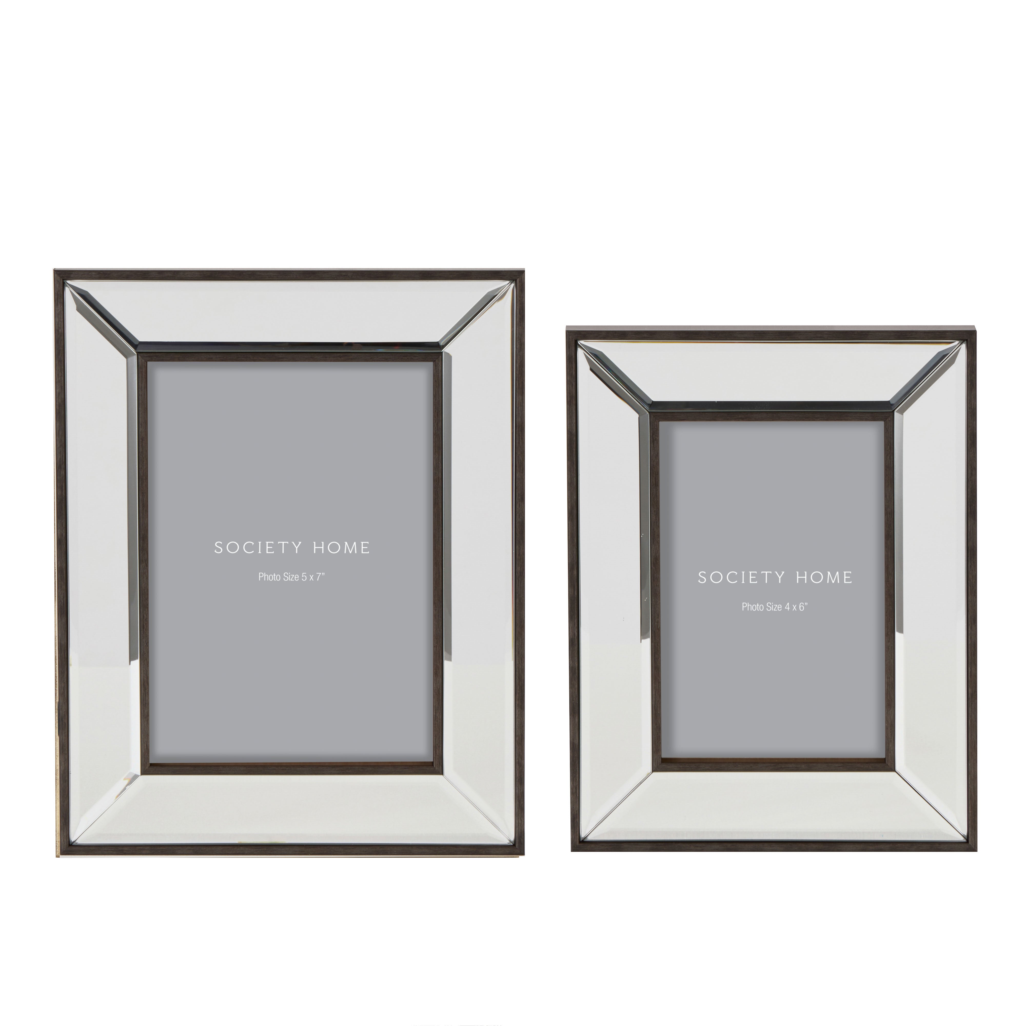Society Home Amelia mirror photo frame 4x6 — detail view black trim and mirror panels
