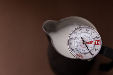 La Cafetière Milk Thermometer Stainless Steel - dial face close up