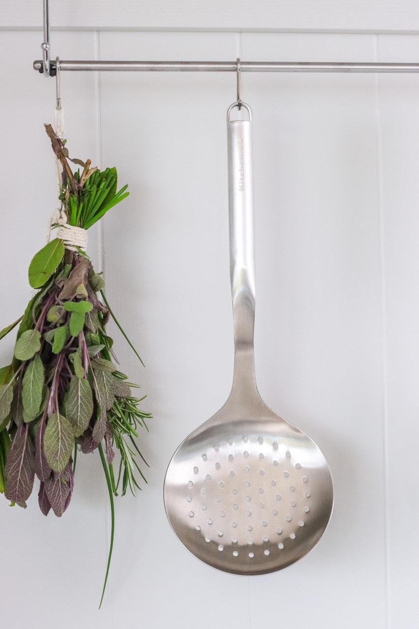 KitchenAid Stainless Steel Strainer - side profile with hook end handle