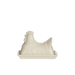 Davis & Waddell hen butter dish white — glazed dolomite farmhouse kitchen