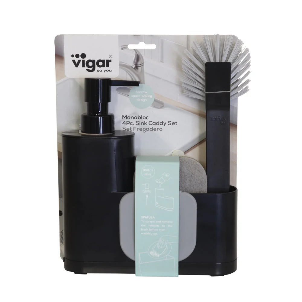Black Monobloc 3 pc Sink Caddy Set