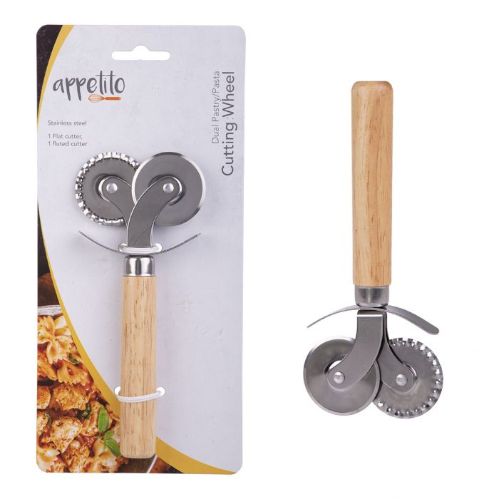 Appetito Stainless Steel Dual Pastry/Pasta Cutter Wheel