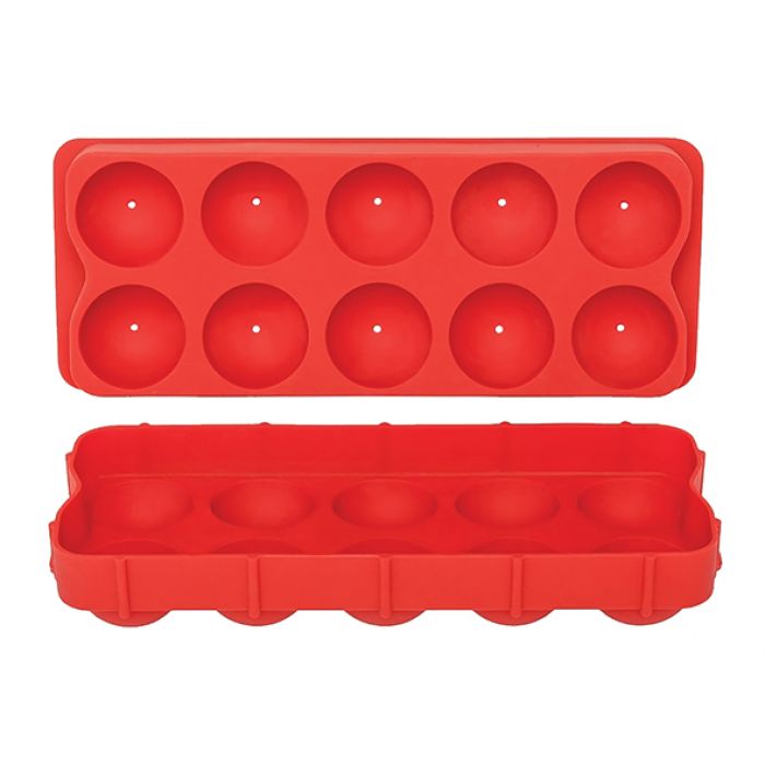 Ice Cube Tray Silicone Round in Red