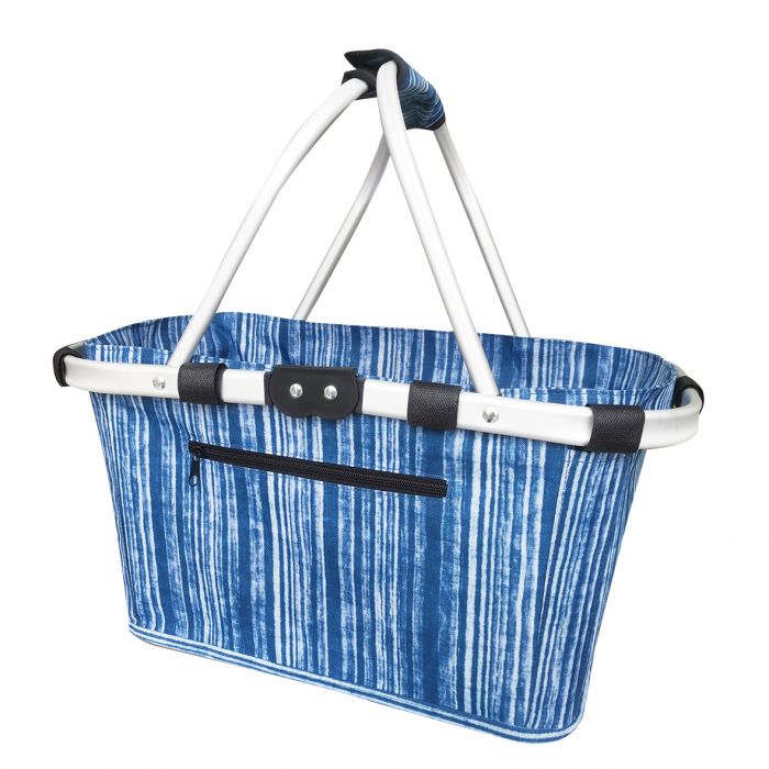 Two Handle Carry Basket - Blue Stripes