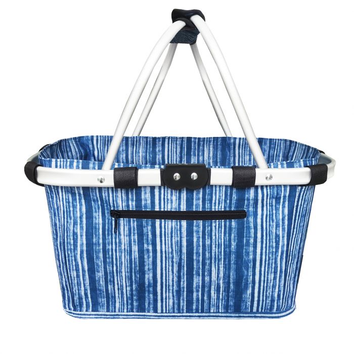 Two Handle Carry Basket - Blue Stripes
