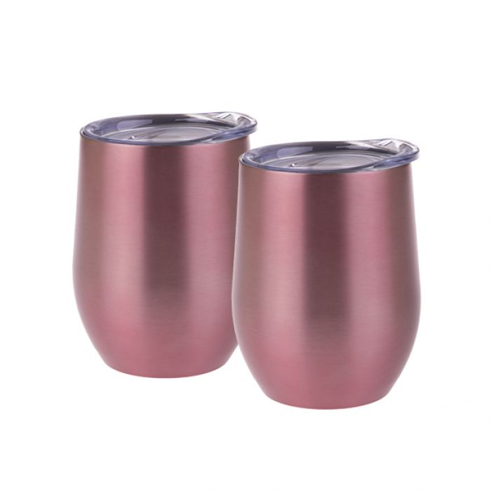 Oasis 2 Piece Stainless Steel Double Wall Insulated Wine Tumbler Gift Set - Rose