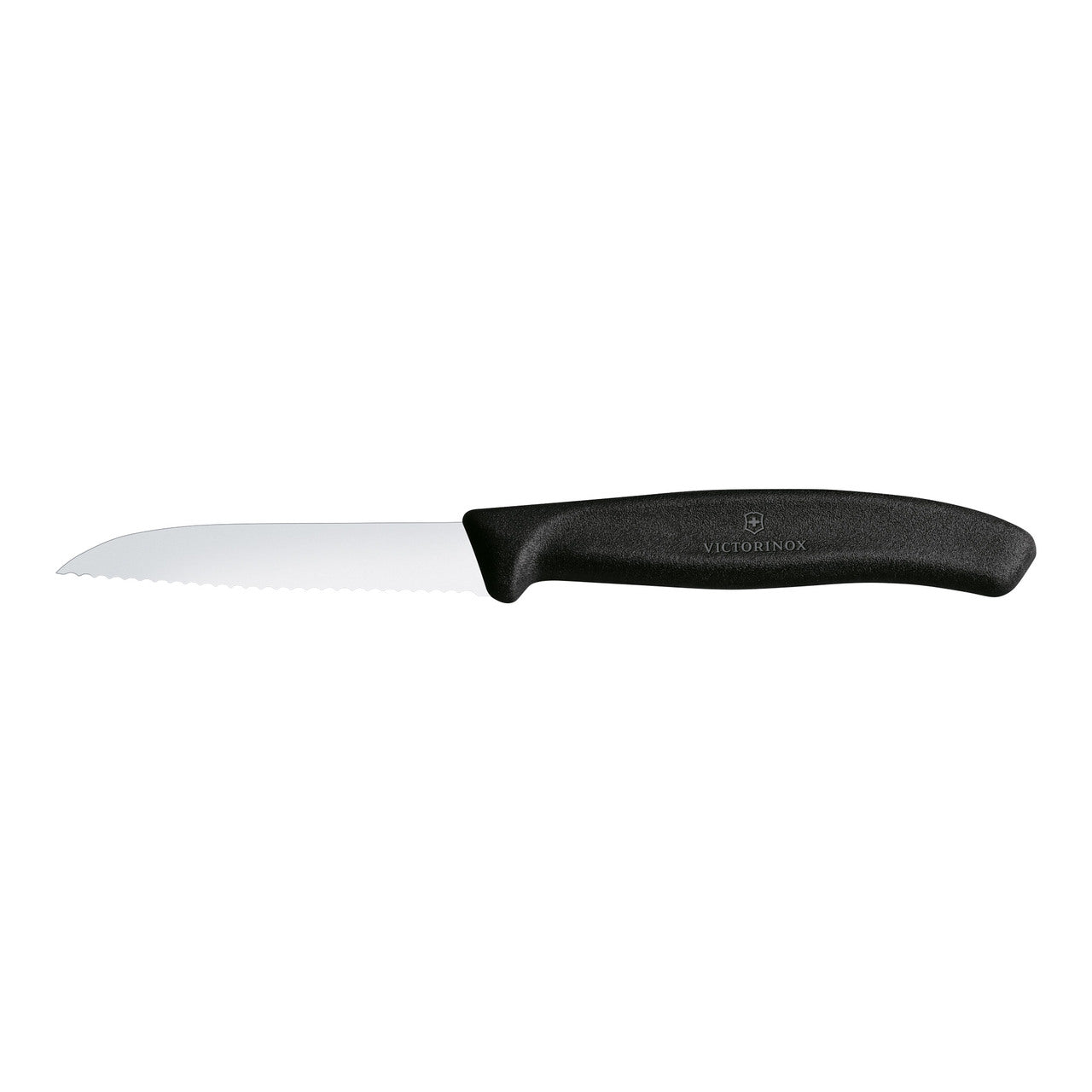 Vict - Paring Knife Drop Point, Wavy Edge -Black 8cm