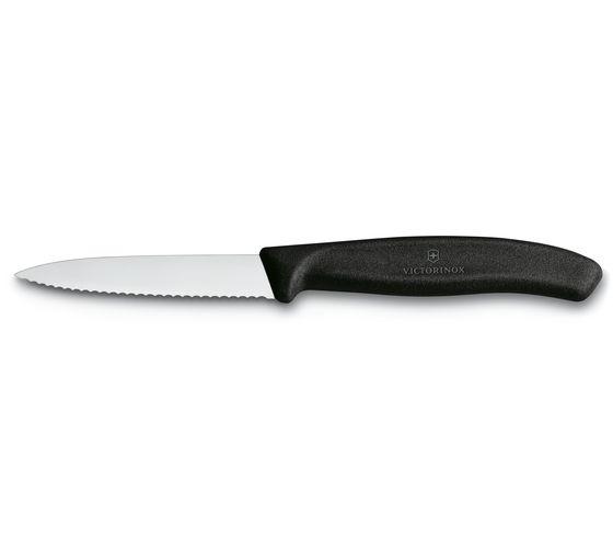 Vict- Pairing Knife Pointed Wavy -Black 8cm