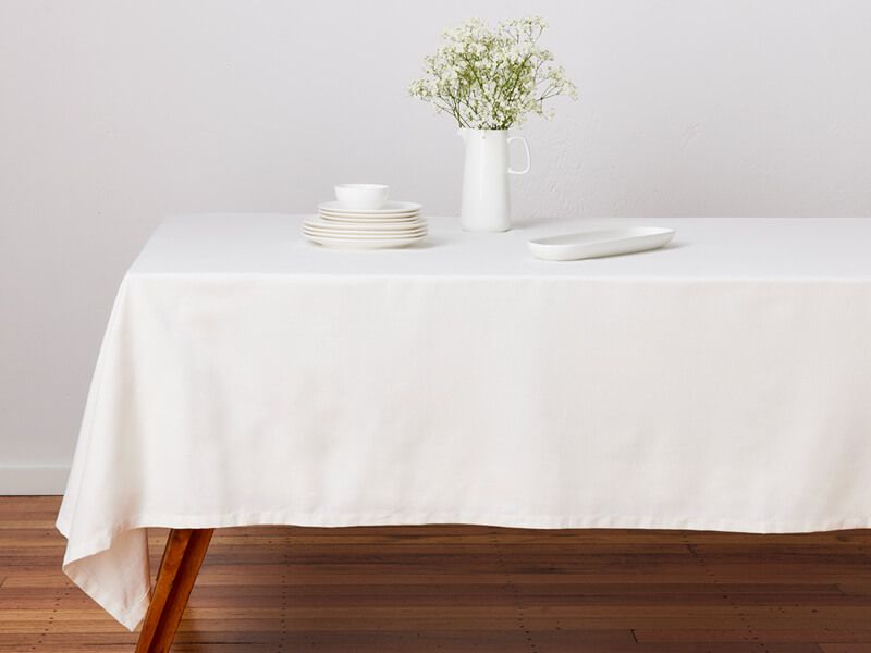 Cotton Classics Rectangular Tablecloth 230x150cm Snow