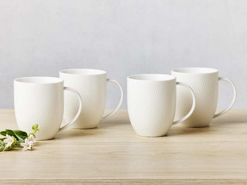 White Basics Diamonds Coupe Mug 420ml Set of 4 – Maxwell & Williams