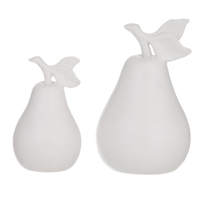 Pear Sculpture Set of 2 White